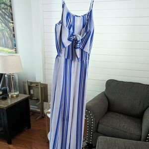 Blue and white jumpsuit
